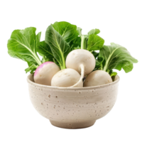 Turnips in a bowl front view isolate on transparency background png