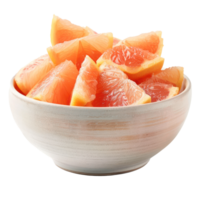 Sliced pieces of Grapefruit in bowl front view isolate on transparency background png