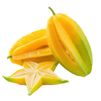 star fruit with a slice star fruit isolate on transparency background png