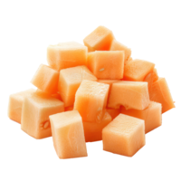 Cantaloupe melon chunks isolate on transparency background png