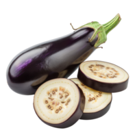 Eggplant or aubergine with slices isolate on transparency background png