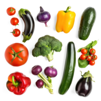 various vegetables and fruits on a transparency background png