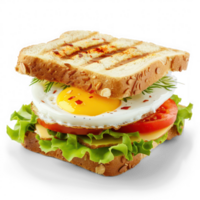 a sandwich with an egg and lettuce on it png