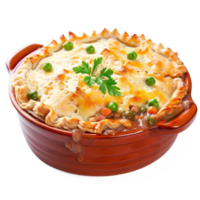 chicken pot pie with peas and carrots on a transparency background png