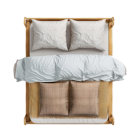 Modern Bed top view full length isolate on transparency background, png