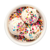 ice cream in a bowl with sprinkles on a white background png