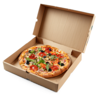 pizza in a cardboard box on a transparent background png
