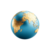 Global map of earth with golden highlights isolated on white background for educational use png