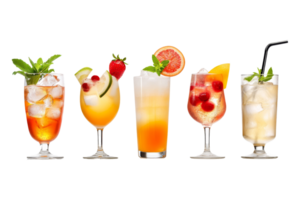 Refreshing countdown cocktails isolated on white background beverage photography minimalist style png