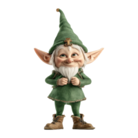 Playful green elf character isolated on white background front view fantasy concept art png
