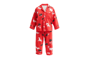 Festive pajamas for kids isolated on white background apparel photography minimalist style png