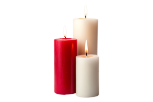 Holiday candles display isolated on white background decorative content minimalist style festive concept png