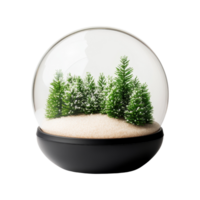 Snow globe with winter forest scene isolated on white background decorative art front view holiday concept png