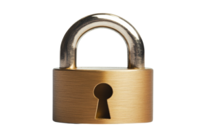 Front view of isolated padlock symbol on for security concept png