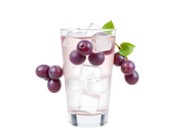 A glass of grape juice with ice cubes png