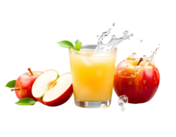 Apple juice with splash isolated on black background png