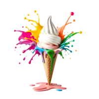 Eis Sahne planschen mit bunt Farbe auf ein schwarz Hintergrund png