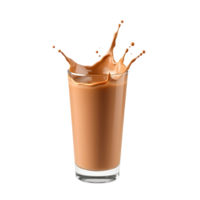 A glass of milk with a splash of chocolate png