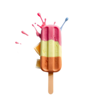 A colorful popsicle with a splash of pink and yellow png