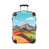 A suitcase with a mountain scene on it png