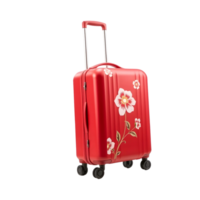 A red suitcase with flowers on it png