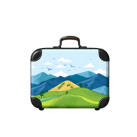 A suitcase with a landscape scene on it png