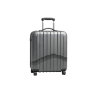 A gray suitcase with wheels on a black background png