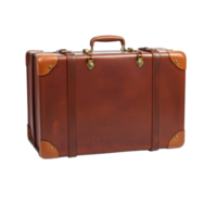 A brown suitcase with handles on a black background png