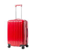 A red suitcase with wheels on a black background png