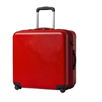 A red suitcase with wheels on a black background png