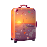 A suitcase with a colorful design on it png