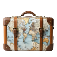 A suitcase with a map on it png