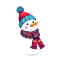 Cartoon Smiling Snowman With Colorful Hat And Scarf png