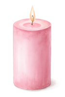 Soft pink candle glowing with a warm flame transparent png