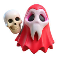 Cheerful Ghost with Playful Skull png