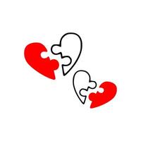 Two hearts with puzzle pieces in the middle vector