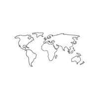 World map outline line drawing illustration vector