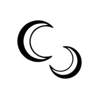 Two crescent moons are shown in black and white vector