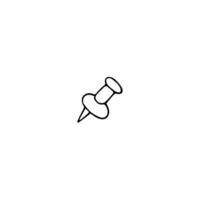 A black and white icon of a pin on a white background vector