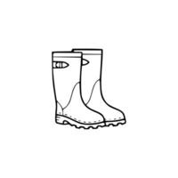 A black and white drawing of a pair of wellingtons vector