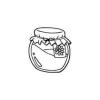 A jar of honey with a flower on it vector