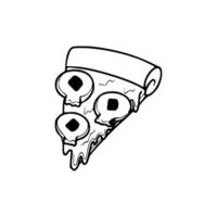 A drawing of a slice of pizza with eyes vector