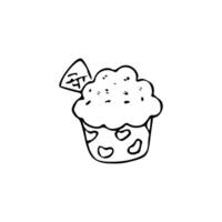 A cupcake with a slice of cheese on top vector
