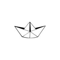 A black and white drawing of a paper boat vector