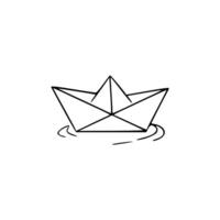 Paper boat icon in line style vector