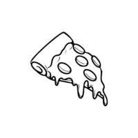 A black and white drawing of a slice of pizza vector