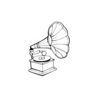 A drawing of a gramophone on a white background vector