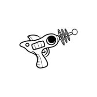 A black and white drawing of a gun vector