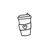 Coffee icon line drawing on white background vector