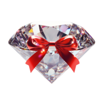 diamond with red ribbon on transparent background png
